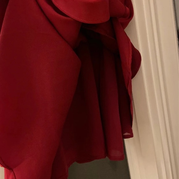 LULUS Red Satin Ruffle Mini Dress - Picture 6 of 10